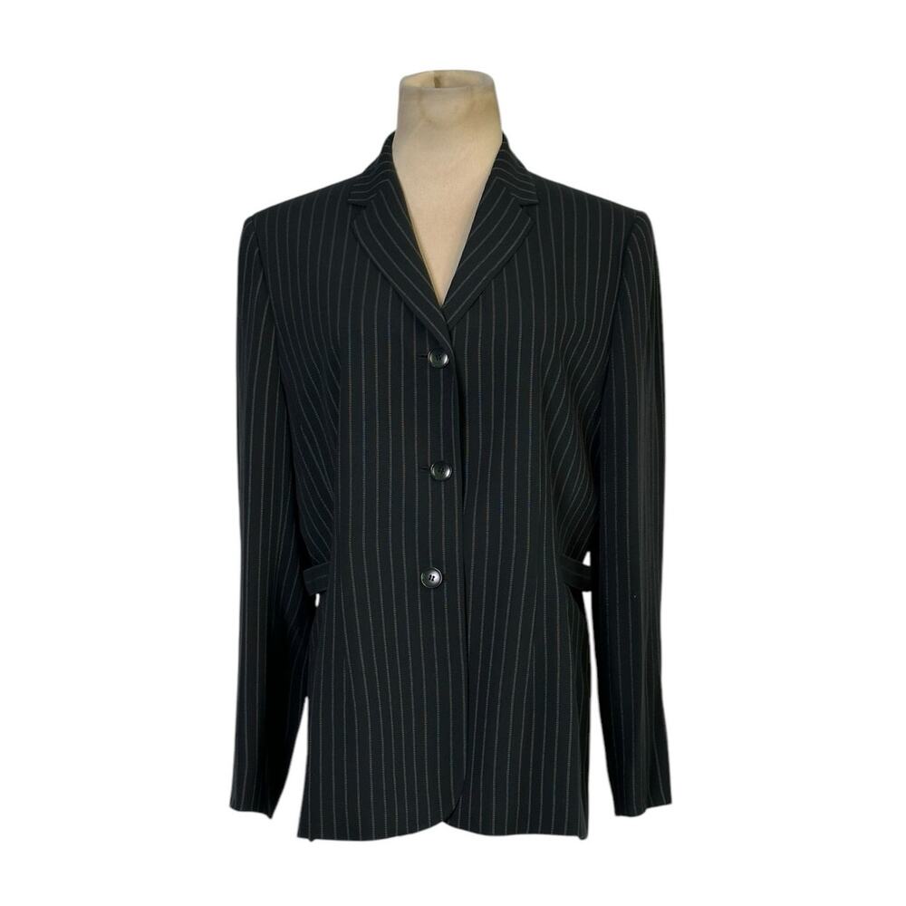 Ann Taylor black white pinstripes vintage blazer size 14P